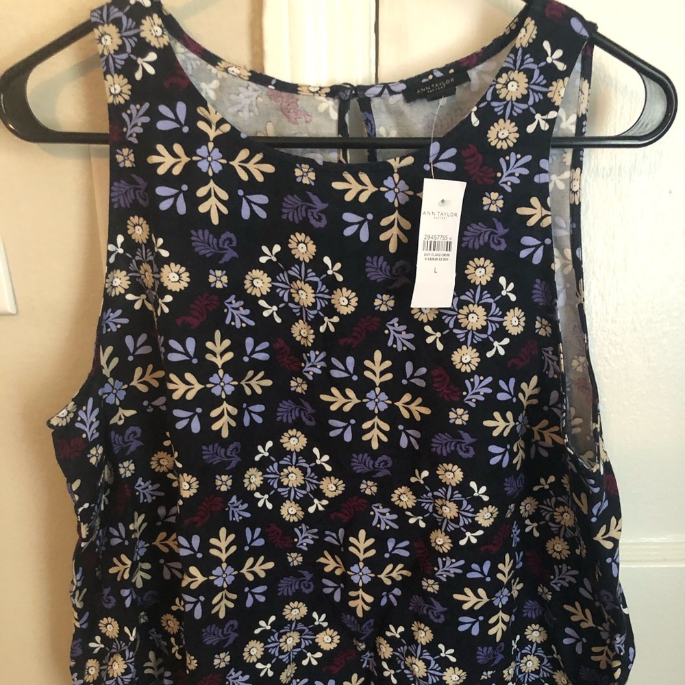 Ann Taylor Womens Floral Tank Top Blouse L